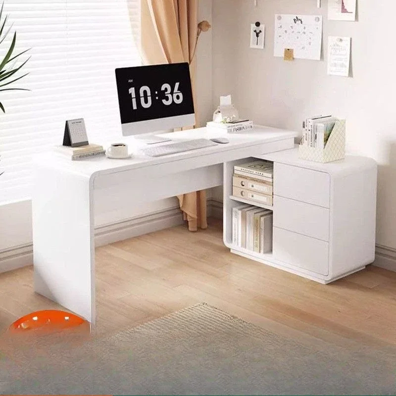 All solid wood desk, solid wood computer desk, simple bookcase small apartment integrated