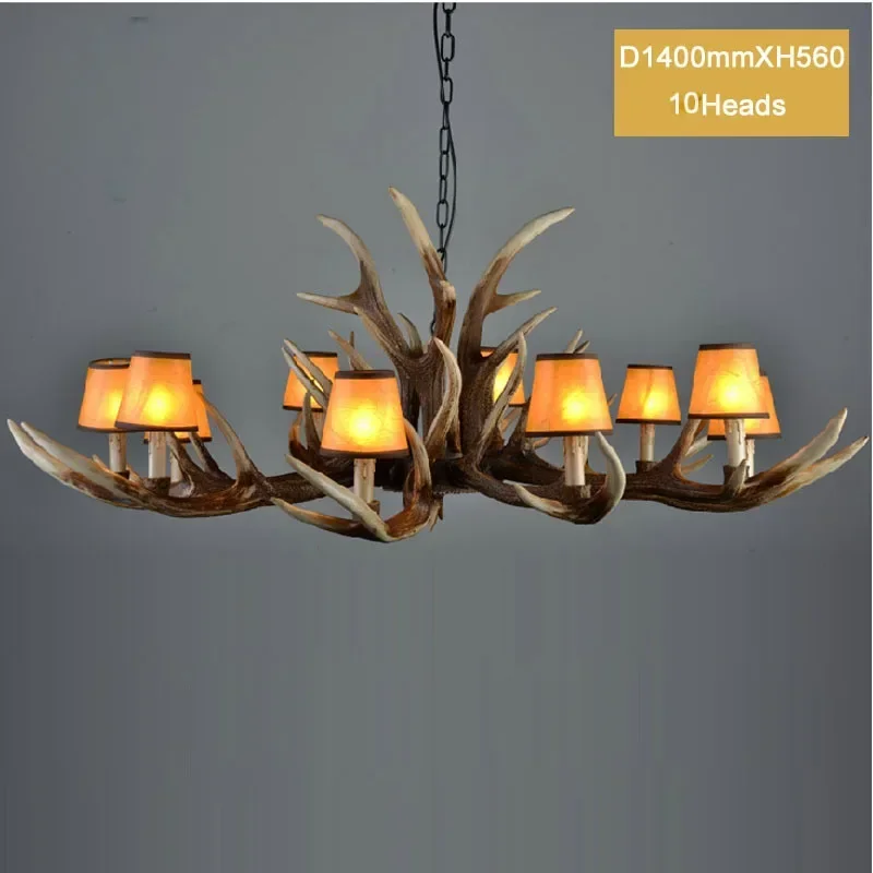 Vintage Style resin Pendant Lights 6/10 Heads Antlers with Lampshade Living room,Bar,Cafe, Dining room deer horn lamp Fixture