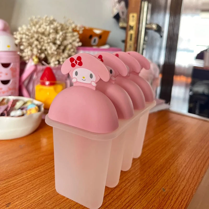 

MINISO My Melody Kawaii Anime Ice Cream Mold Cute cartoon Girl Heart Cinnamoroll home made popsicle ice cream Toys for Gifts