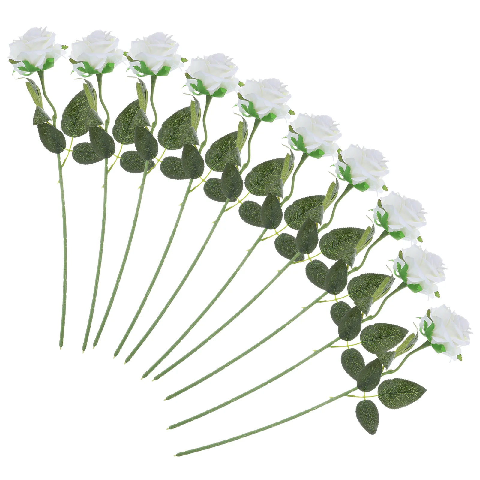 

10Pcs Single Stem Artificial Roses Realistic White Fake Flowers Wedding Bouquets Home Party Decor Single Stem Artificial Flowers
