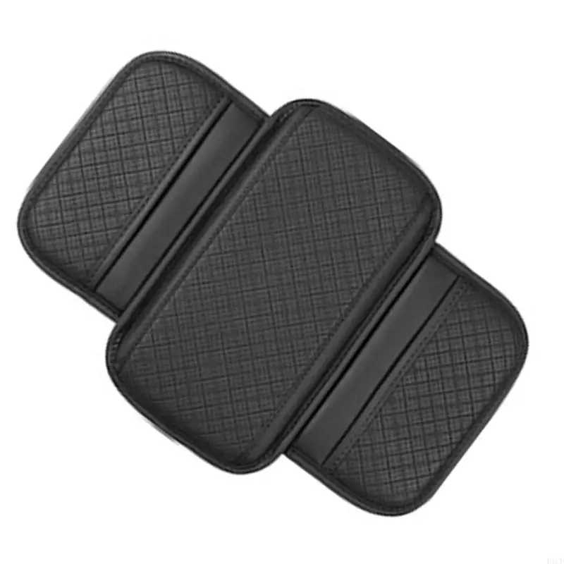 F1CF Leather Car Armrest Cushions Adjustable Car Center Console Pad Upgrades For Enhances Comfort & Convenient Storage Pocket