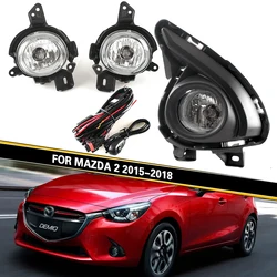 Front Bumper Fog Lamp Upgrade Kit FOR Mazda 2 2015 2016 2017 2018 Version Additional Foglight Set Switch + Wiring