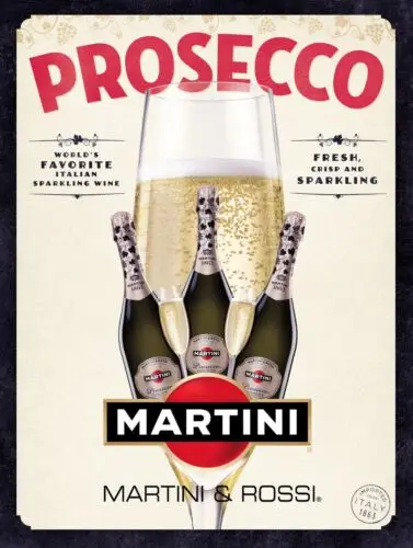 Prosecco Martini, Placa/Letrero Metálico Retro para Pub, Bar, Cueva del Hombre, Regalo Novedoso - Aluminio