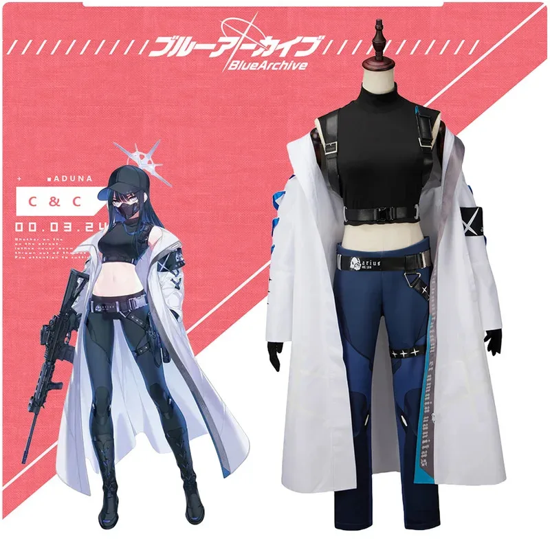 xixixi Game Blue Archive Jomae Saori Cosplay Costume Wigs Fancy Outfit with Hat Halloween Costumes for Women Long Trench Suit