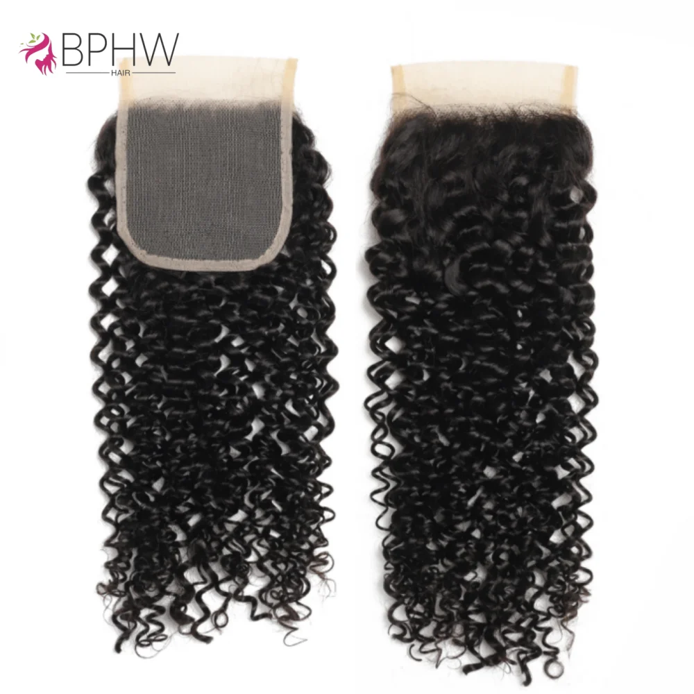 4x4 Kinky Curly Closure Brazilian Human Hair Free Part 4x4 Transparent Lace Closure Natural Color Only 100% Remy Human Hair 12A