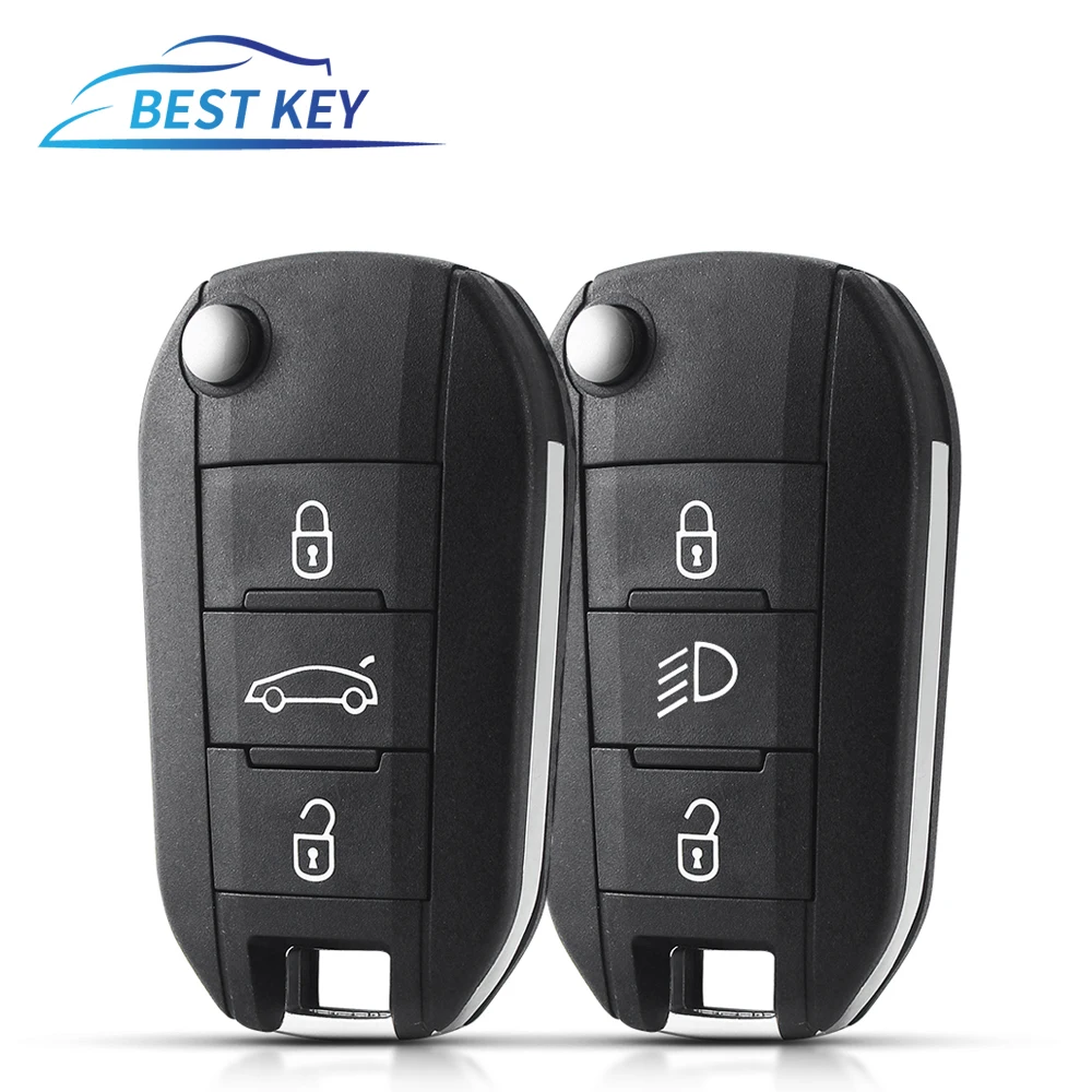 

BESTKEY Cactus Headlight Middle 3 Buttons Remote Key Shell Case For Peugeot 208 2008 301 308 508 5008 RCZ For Citroen C-Elysee