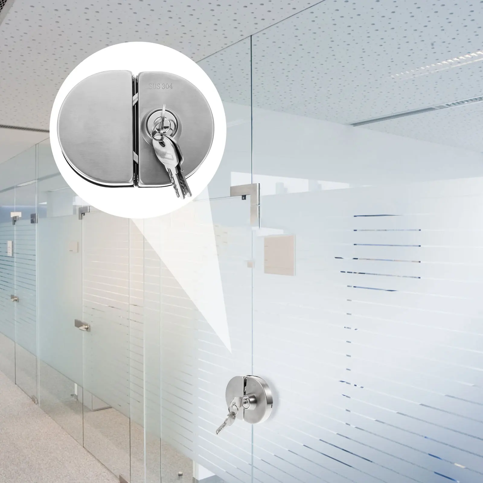 

Secure Double Bolt Glass Door Lock Suitable for 10-12Mm Thick Toughened Doors Office Home Entrance Safety Glass Door Lock