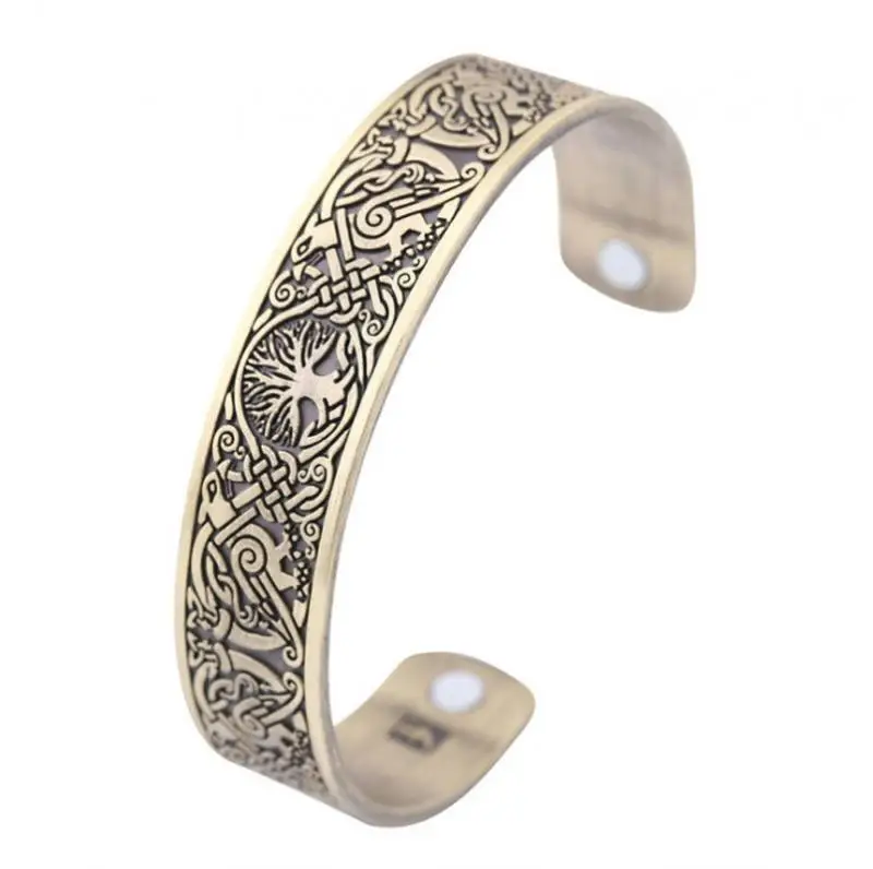 Vintage Tree of Life Magnetic Copper Open Bracelet Classic Fashion Men and Women Party Banquet Jewelry Gift Accessories