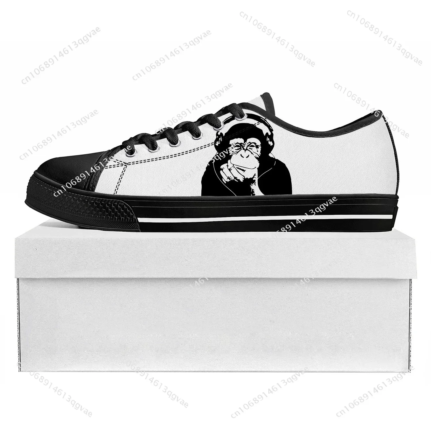 Banksy Thinking Chimp Low Top High Quality Sneakers Mens Womens Teenager Canvas Sneaker Casual Couple Shoes Custom Shoe Black