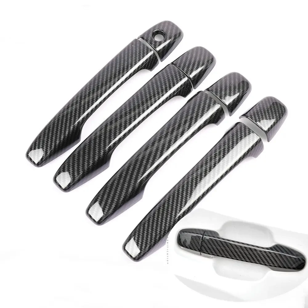 For Toyota Sienna XL30 2010 2011 2012 2013 2014-2019 ABS Carbon Fiber Glossy Black Door Handle Cover Trim Car Styling Accessory