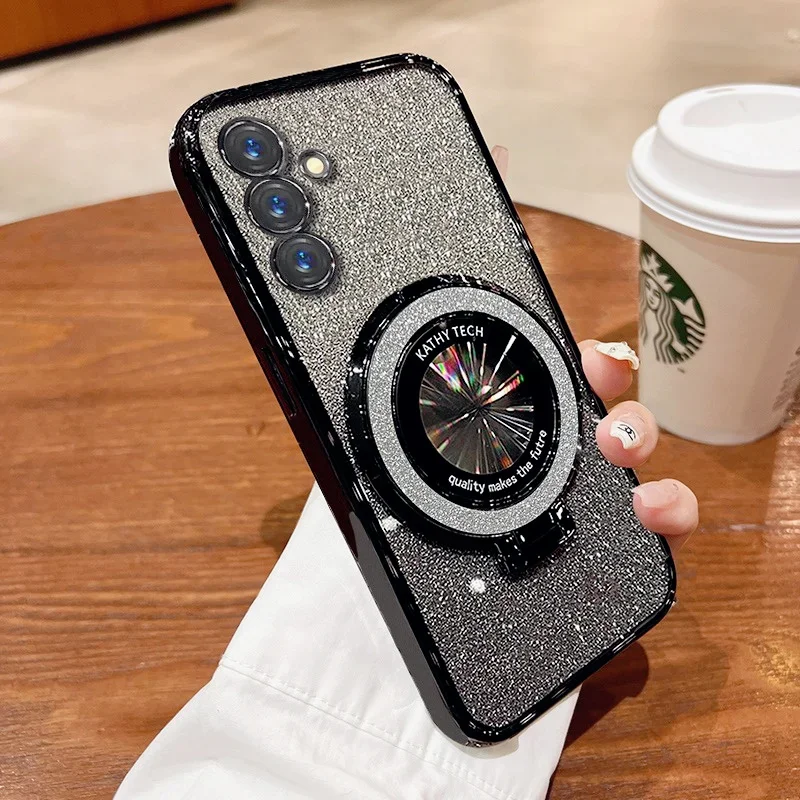 Samsung S24FE Case Luxury with bracket Glitter Case For Samsung Galaxy Note 20 Ultra 10 S24 S23 S22 S21 S10 S9 Plus Case Holder