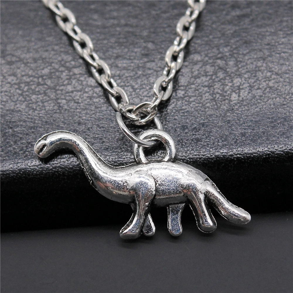 Simple 2 Colors 27x12mm Vegetarian Dinosaurs Charms Pendant Necklace For Women Lady Girl Jewelry Gift