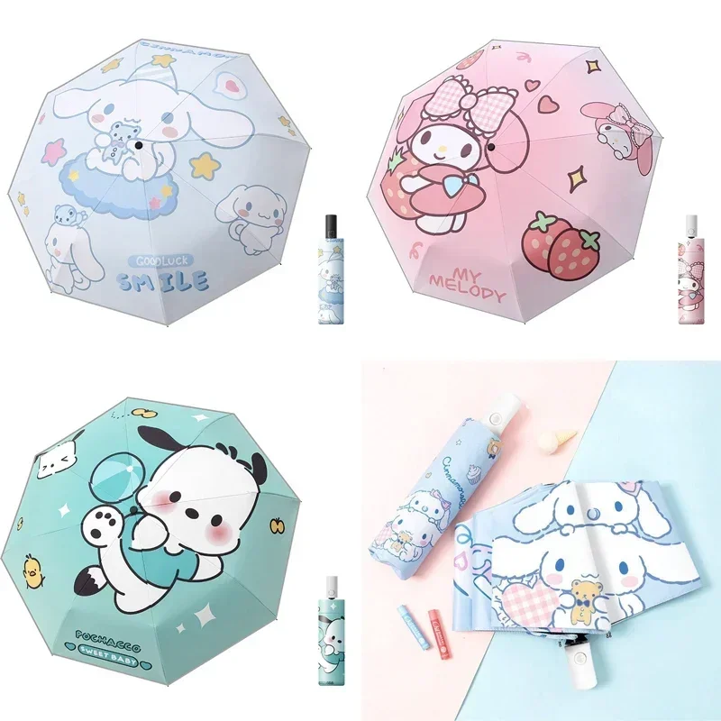 Sanrio Melody Yu Cinnamon Children Umbrella Series Reverse Long Handle Automatic Safety Anti-Rebound Cute Durable Sun Protection