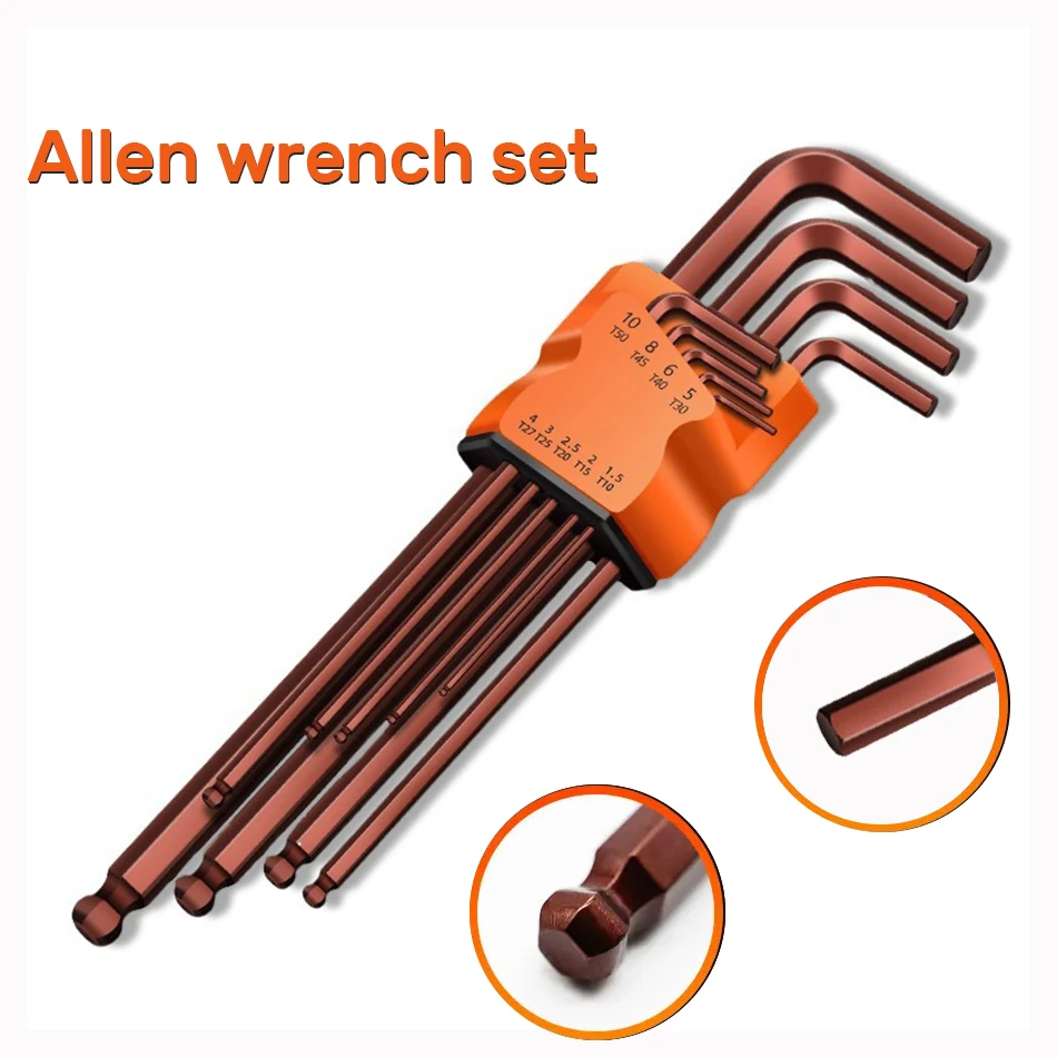 

Набор из 9 ключей Torx (звездообразные), шестигранные ключи, ключи-шестигранники, двусторонние L-образные звездообразные отвертки, ручной инструмент для ремонта