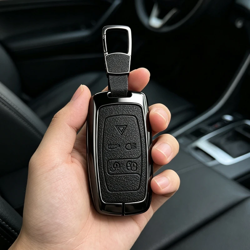 Metal Leather Car Key Case Cover For Land Rover Sport Freelander Discovery 4 Range Rover Sport LR4 2010-2012 Protection Shell
