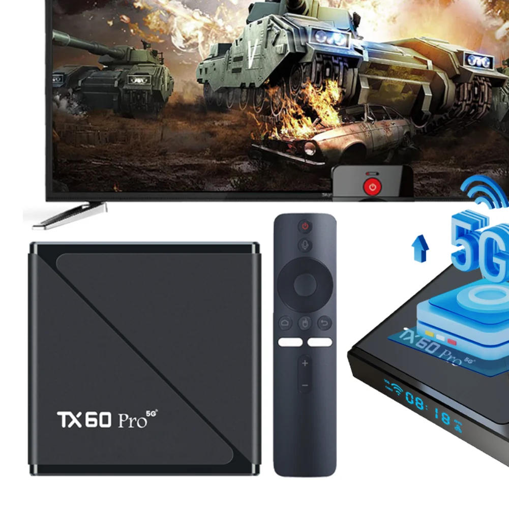 TX60 PRO صندوق التلفزيون الذكي Android16 TV Box 14K 2.4G 5G Dual WiFi6 فك التشفير مشغل وسائط الفيديو 16G + 256G H313 رباعي النواة فك التشفير #5