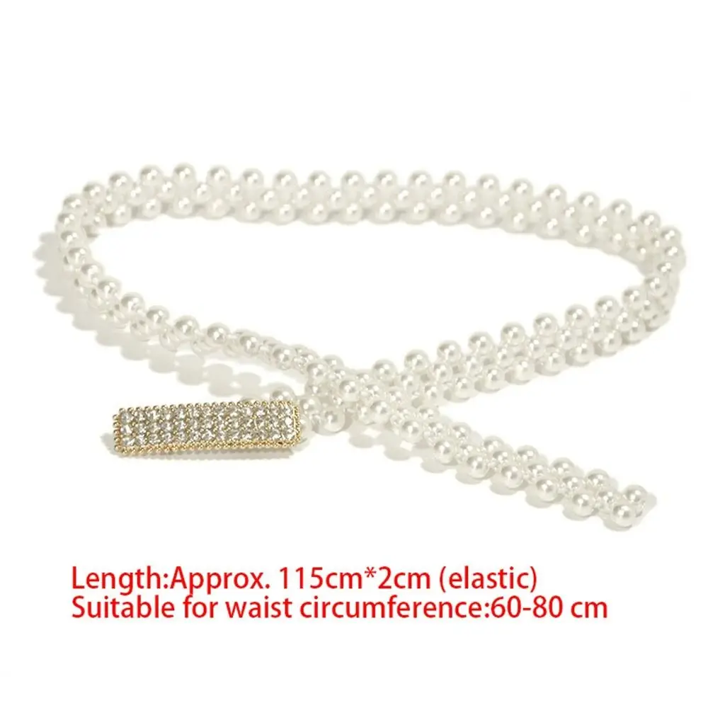 Sweater Decorative Pearl Waist Belt Retro Clothing Supplies Elastic Buckle Diamond Waist Chain Elegant Elastic Belt Women