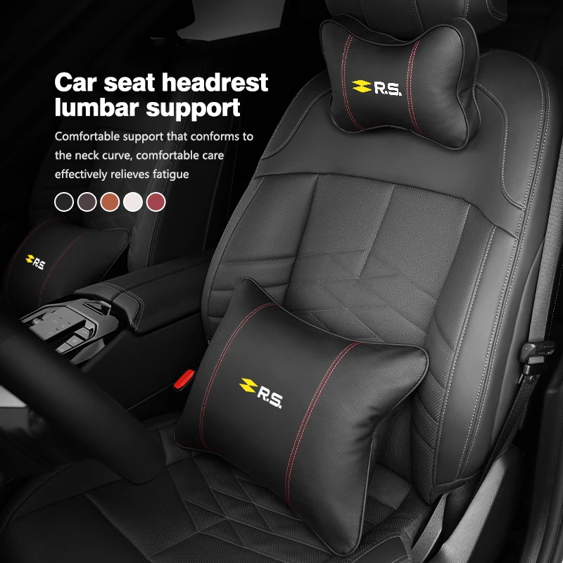 Coussin de soutien lombaire en mousse à mémoire de forme pour appuie-tête de siège de voiture en cuir, pour Renault RS Kadjar Captur Clio Megane 2 3 4 RS Koleos Logan