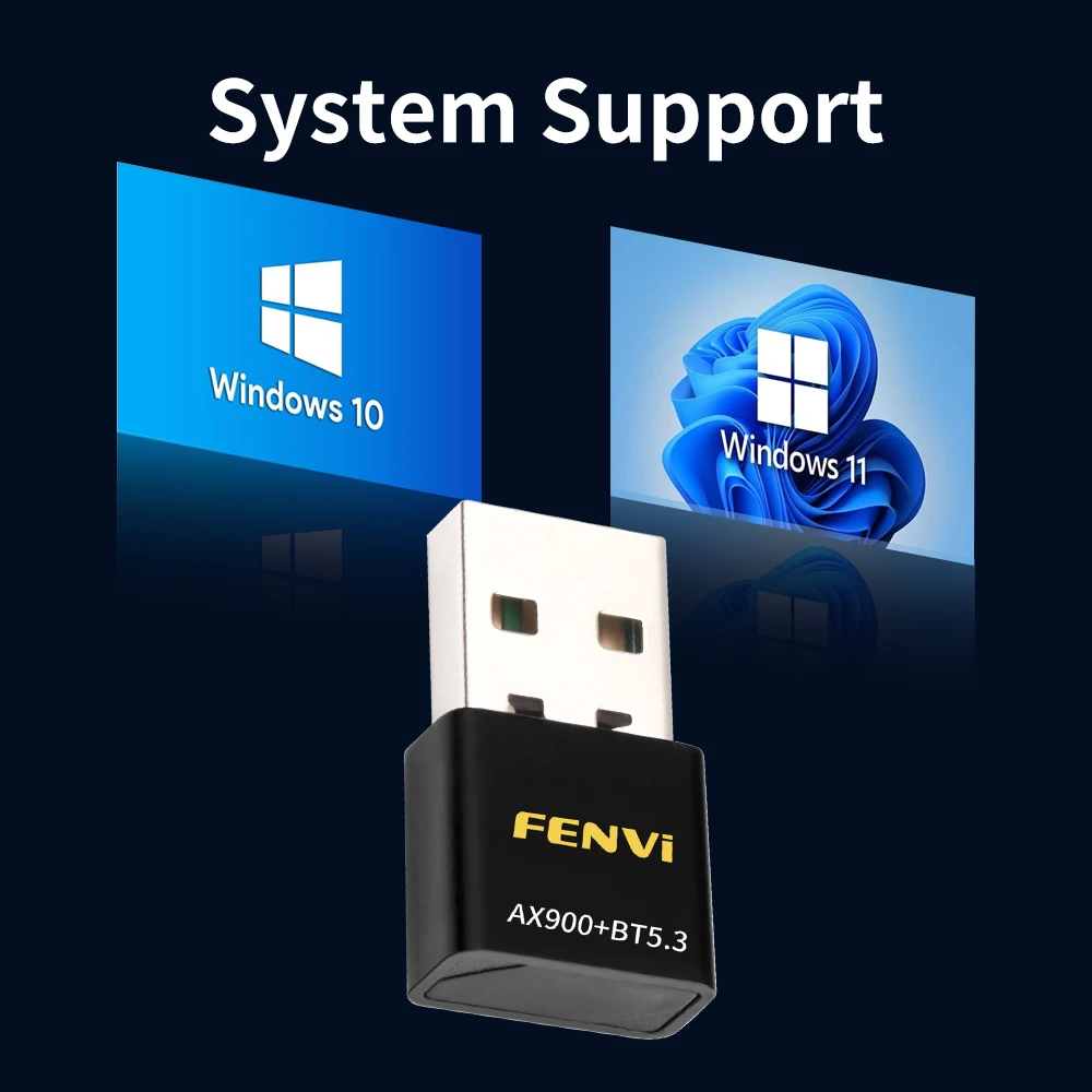 Fenvi WiFi 6 AX900 adaptador USB Bluetooth 5,3 2 en 1 2,4G y 5GHz controlador receptor de red inalámbrico de doble banda gratis para Win10/11