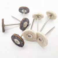 Cepillo de pulido para laboratorio Dental, rueda de gamuza, pelo de cabra suave, gris y blanco, herramientas rotativas de baja velocidad, vástago HP de 2,35mm