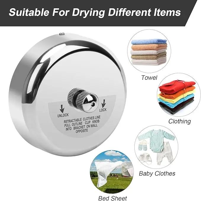 

Выдвижная веревка для белья в караване, регулируемая веревка для душа из нержавеющей стали 304, с кнопкой блокировки для автофургона, часть дома на колесах