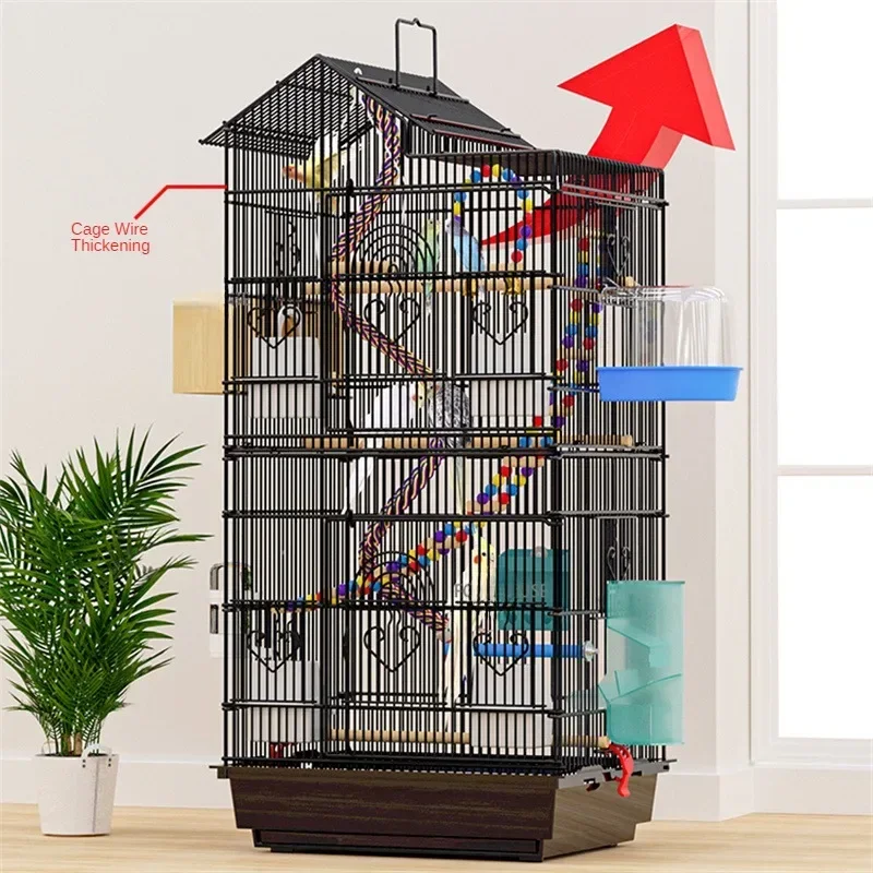 

Home Metal Luxury Viewing Villa Bird House Budgie Parrot Cage Bird Cage Special Black Phoenix Peony Bird Breeding Cages Large