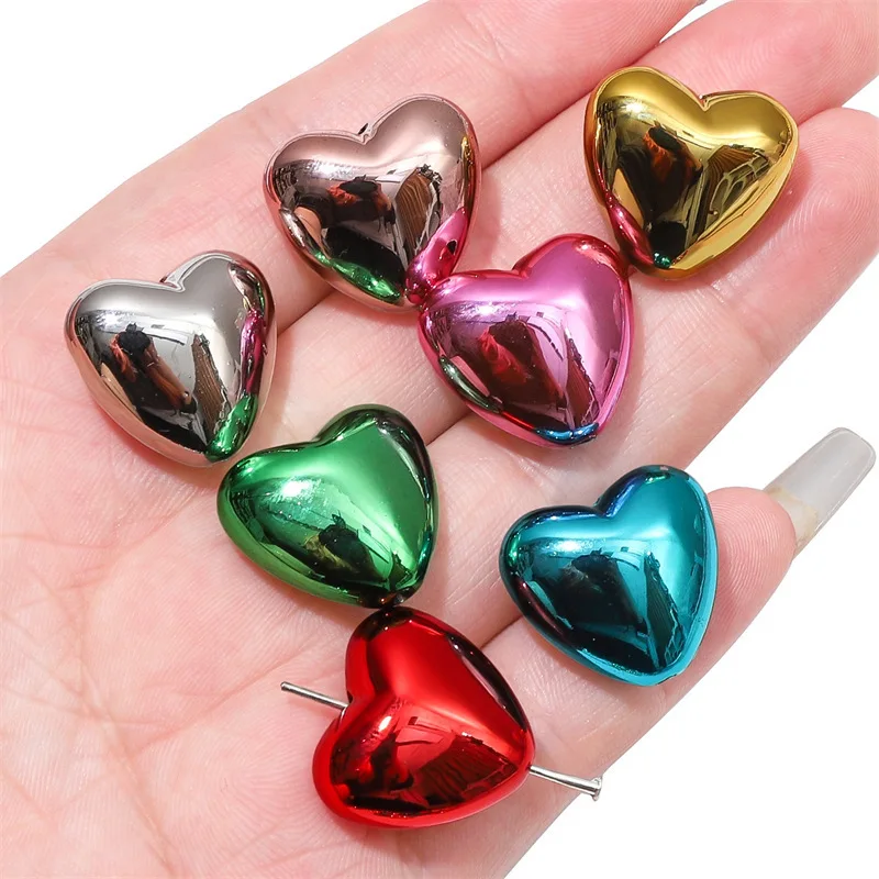 2-4Pcs 18-27mm Big Heart Bead Solid Color Acrylic Christmas Series Spacer Loose Beads for DIY Bracelet Necklace Xmas Jewelry