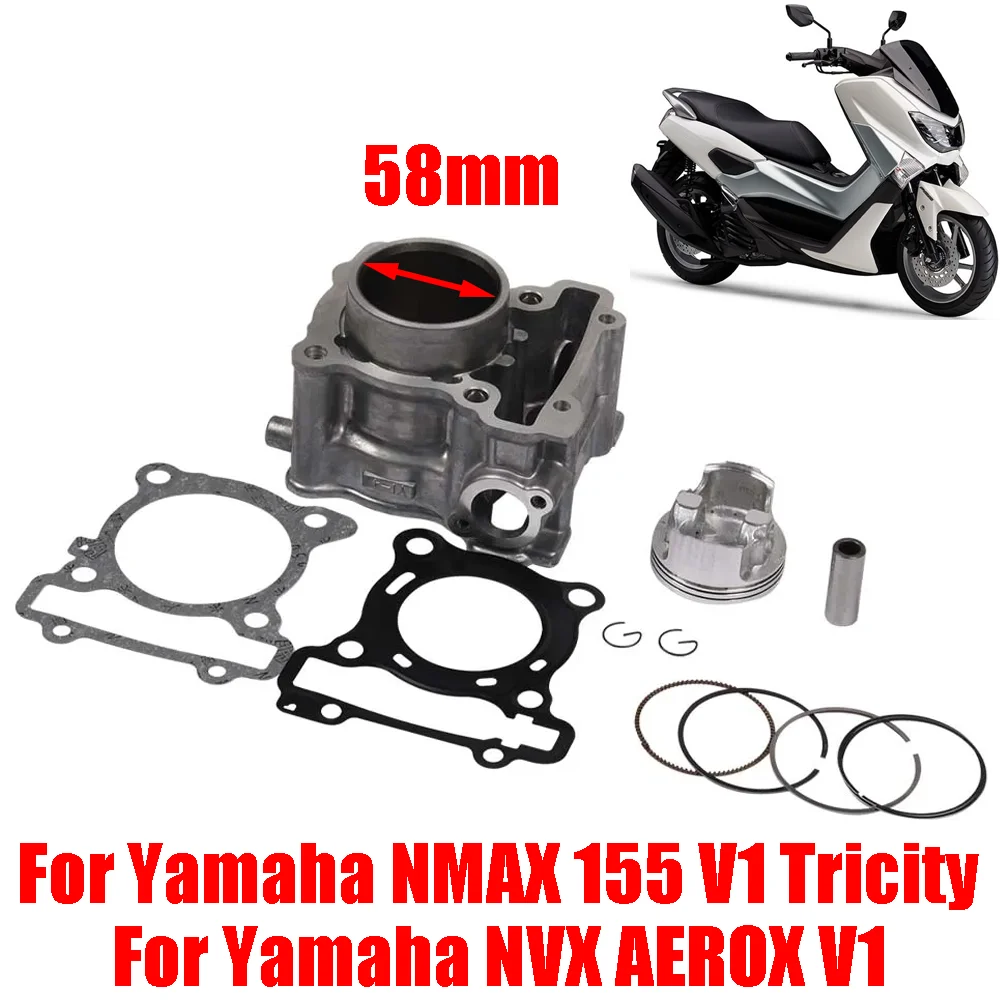 

Motorcycle 58mm Bore Engine Cylinder Piston Ring Gasket Kit For Yamaha NMAX155 N-MAX Nmax 155 Aerox TRICITY 155cc R15 GPD 150