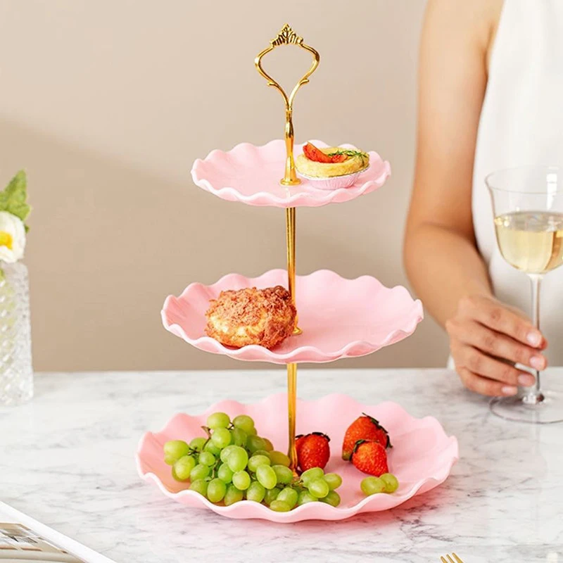 3Tier Cake Makaron Tray Stand Fruit Tray Cupcake Display Stand Cake Display Stand Plastic Dried Fruit Tray Party Table Decorate