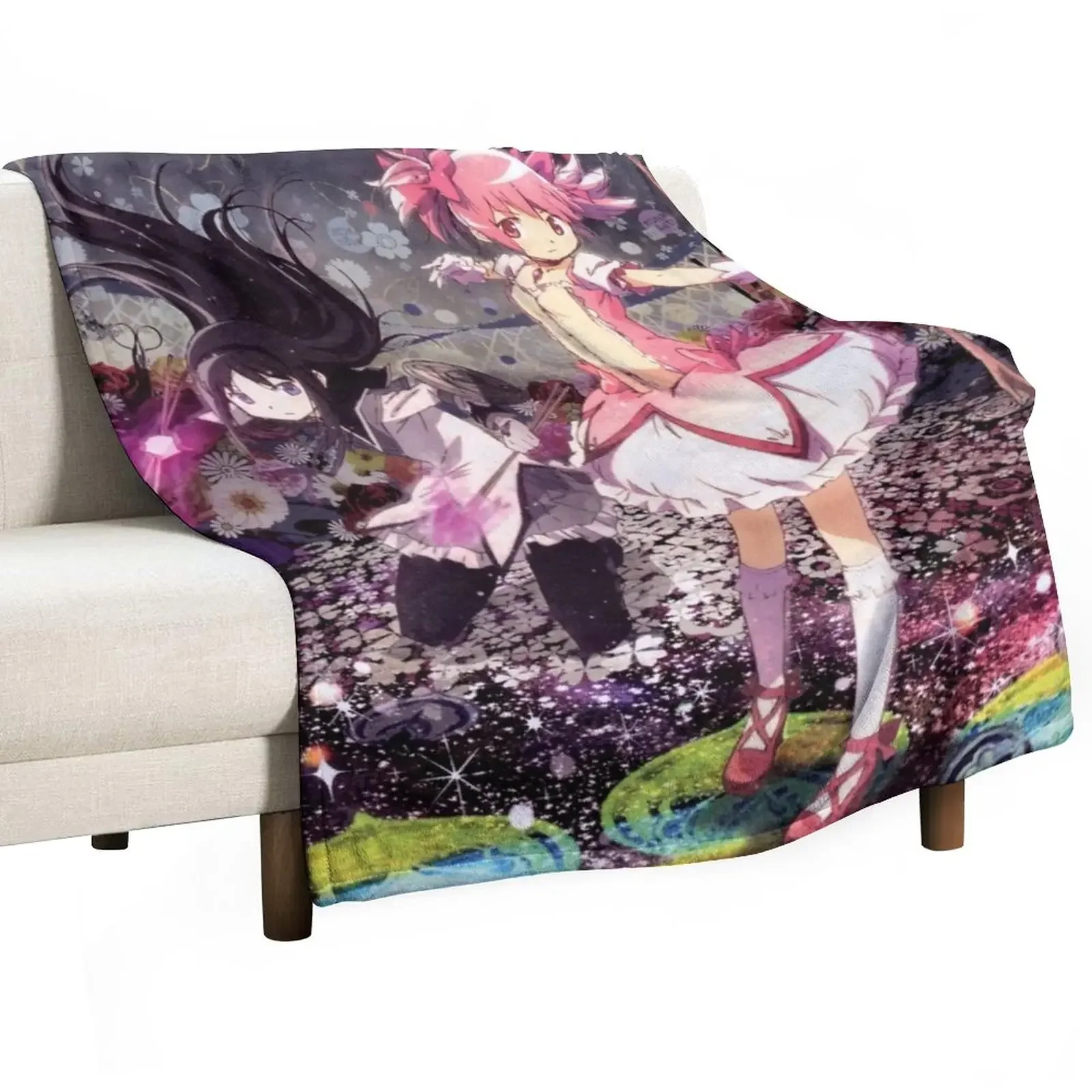 Puella Magi Madoka Magica - Kaname Madoka & Akemi Homura Throw Blanket Personalized Gift For Sofa Thin Travel Sofa Blankets