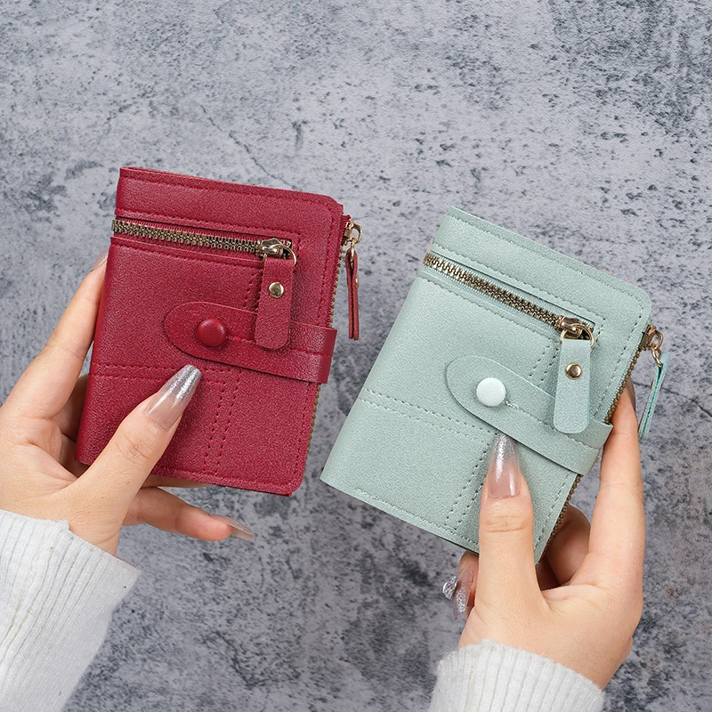 Dompet Ele ort untuk Wanita Dompet Koin Biru Ritsleting Kapasitas Besar Tempat Kartu Aksesori Pelajar Sle Faion Korea