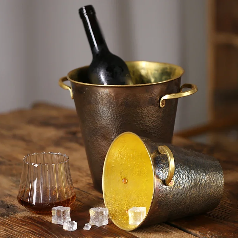 

Handcrafted Brass Ice Bucket, Insulated Outdoor Drink Cooler, Beer Champagne Chiller, Ice Tea Storage Tub for Parties