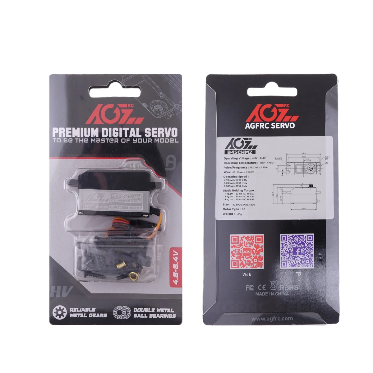 Agfrc b45chmz 14kg hv titan getriebe schnelle geschwindigkeit low profile kernloser wettbewerb digitaler servo für 1/12 1/10 rc tourenwagen boot – Detail 3