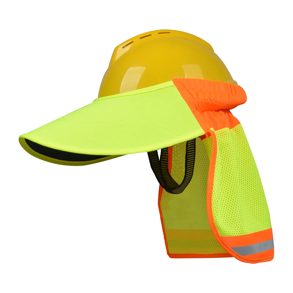 Sunshade Outdoor Construction Safety Hard Hat Sun Shade Neck Shield Reflective Stripe Protective Helmets Shield Dropshipping