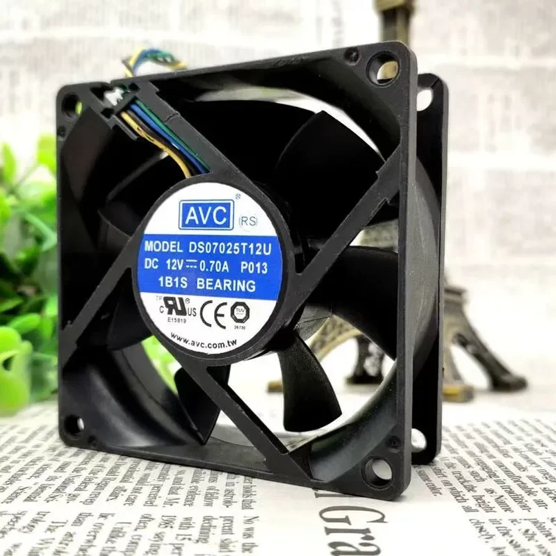 for AVC DS07025T12U 7025 DC 12V 0.70A 4-Wire Temperature Control 7cm Large Air Volume Chassis Fan