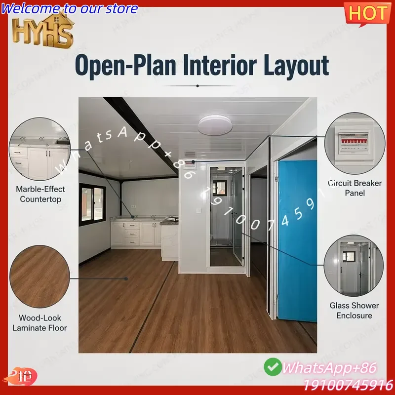 2026CE Ready Made Prefab Container Foldable Tiny House Mobile Villa Light Steel Prefabricated Movable Home Living Room Modern