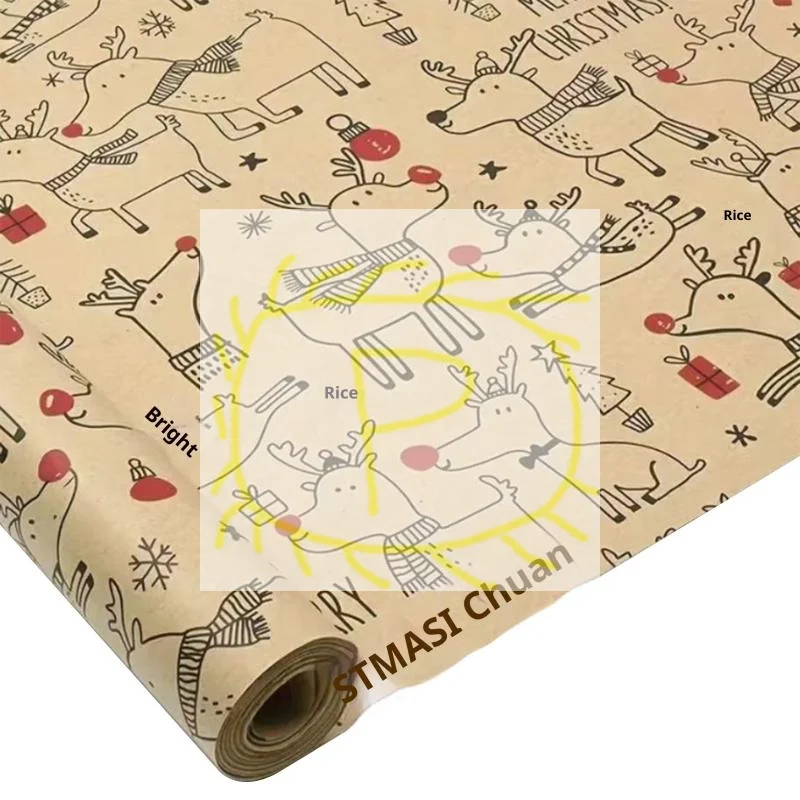 

Christmas Gift Wrapping Paper Kawaii Cute Reindeer Wrapping Paper Kraft Paper Xmas Party Favors Decoration Handmade Gifts