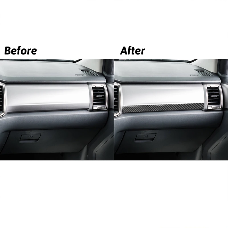 Car Carbon Fiber Stickers with Navigation, with Automatic AC For Ford Ranger 2019-2022 Passenger Side Dashboard Auto Accessories