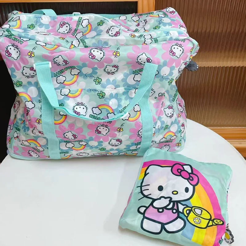 

Hello Kittys Travel Bag Light Fold Nylon Travel Storage Bag Large Capacity New Cartoon Cute Printing Bags for Woman
