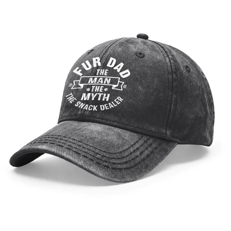 1 Vintage-Style Unisex Baseball Cap, Dad the Legend the Myth the Snack Merchant, Retro Typography Print Design, Adjustable, Suitable for Outdoor Activities and Casual Wear, Gift for Men and Women