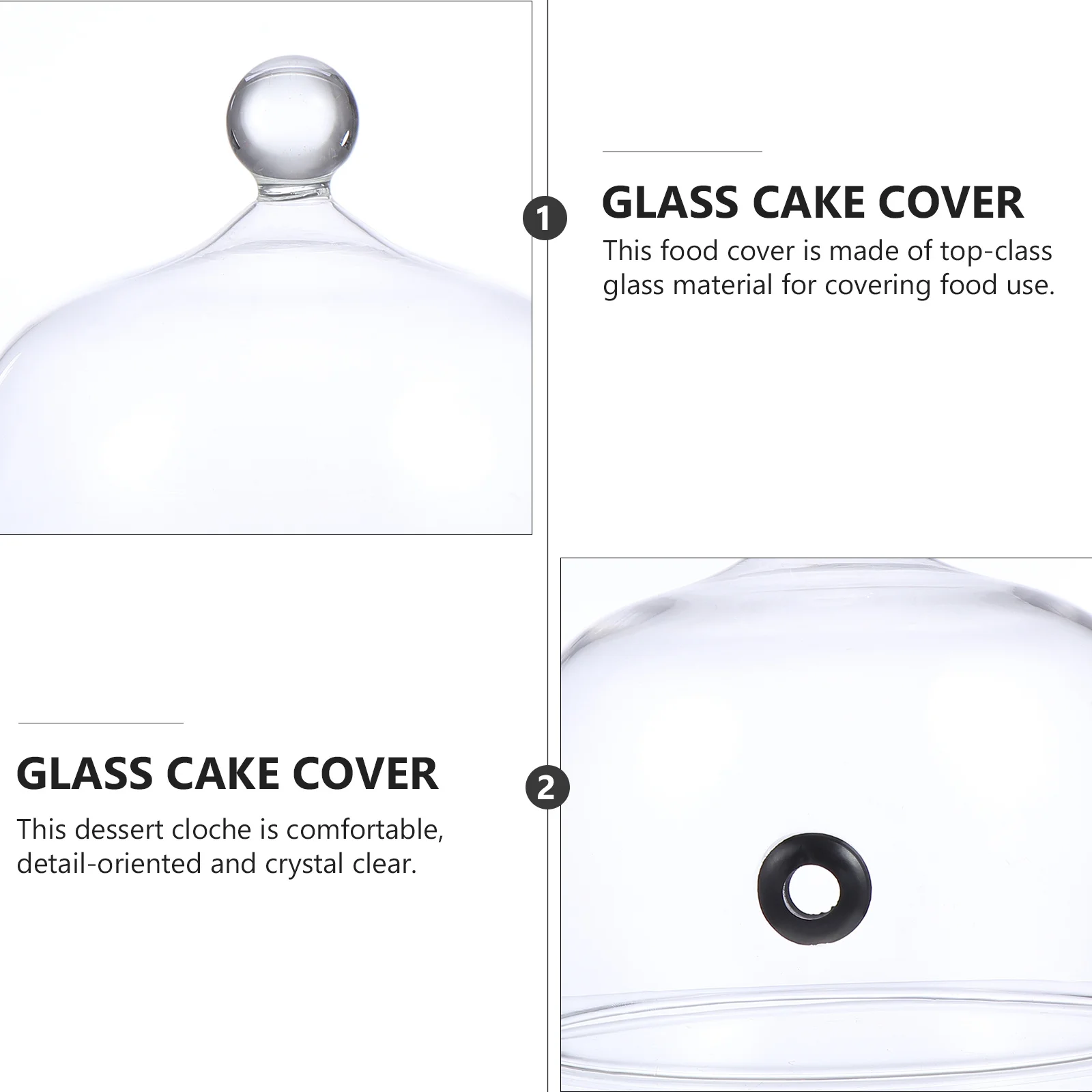 

1Pcs Smoke Cover Glass Cake Cloche Dome Clear Dessert Bread Display Food Protector Reusable Dessert Cloche Cake Display Cover