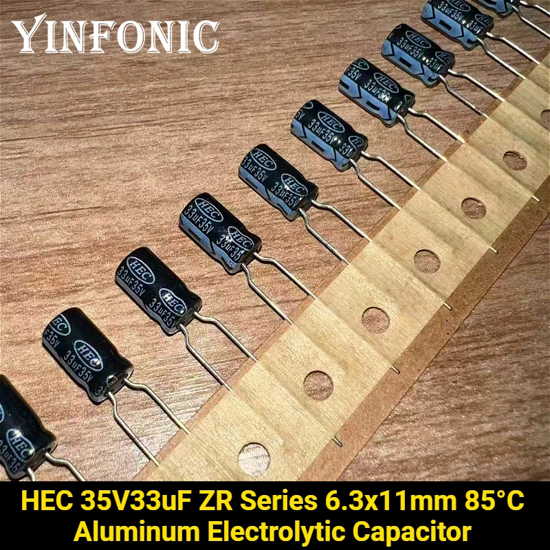 20 ชิ้น/100 ชิ้น HEC 35V33uF ZR ซีรีส์ 6.3x11 มม. 33uF/35V 85 ° ตัวเก็บประจุอลูมิเนียมอิเล็กโทรไลต์คุณภาพสูง