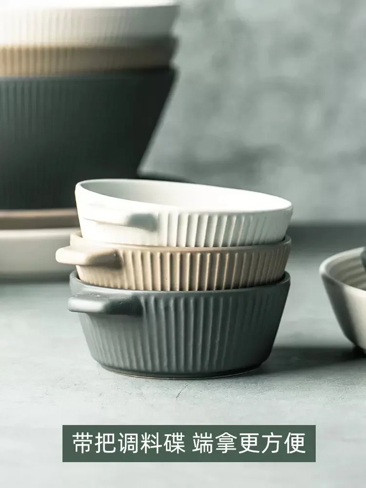 

8 Inch Kitchen Household Ceramic Bowl Rice Japanese Noodle Bowl Soup Bowl High Quality Household Tableware Dinnerware