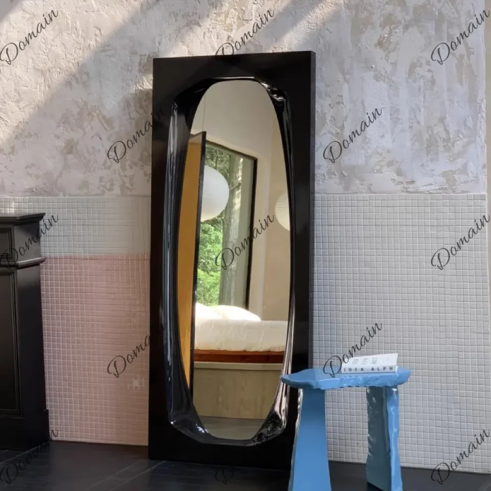 XX Light Luxury Glacier Mirror Home Ultra-white Glass Floor Mirror Studio Photo Pink Rectangular Full Body Mirror