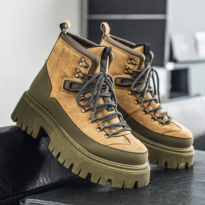 

Autumn Winter Outdoor Work Boots Men Fashion Design Men's Motorcycle Boots Comfort Non-slip Platform Boots Man botas para hombre