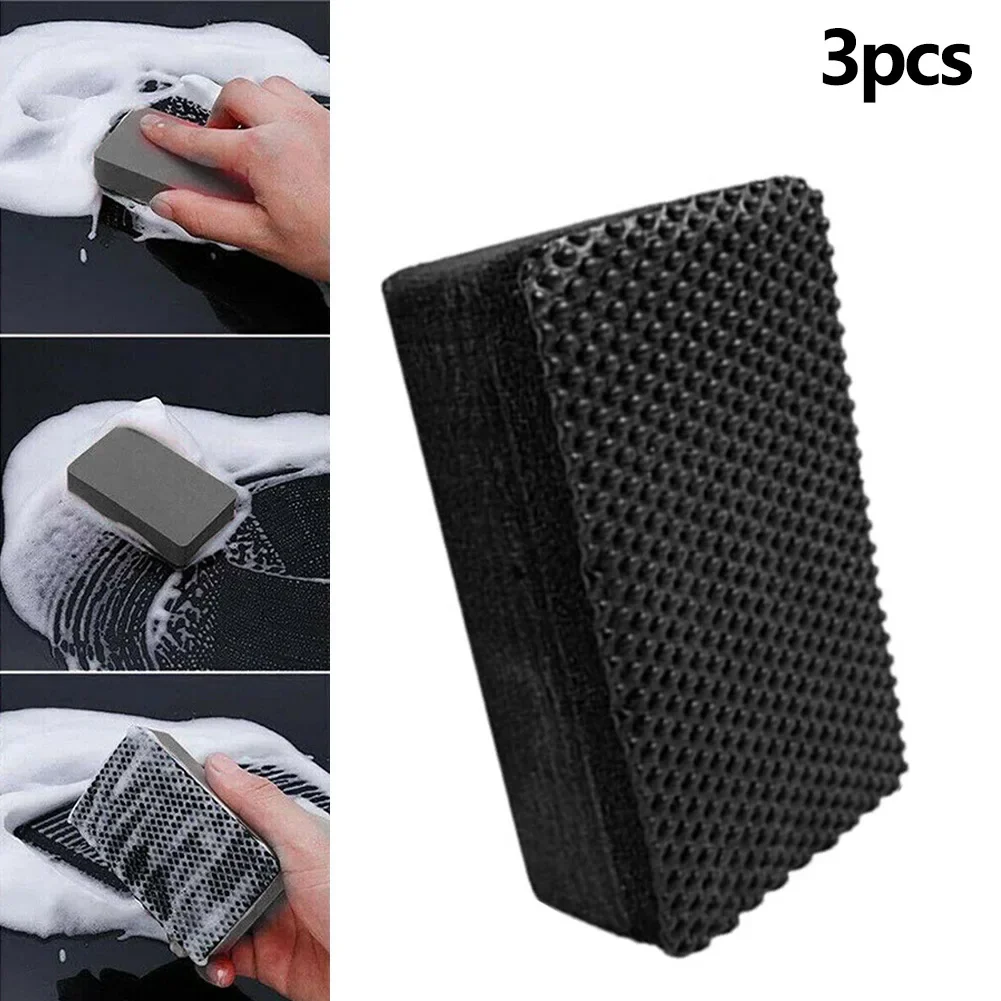 3Pc Car Clay Bar Pad Sponge Block Cleaning Eraser Wax Polish Pad Tools Black Black Mud Brush Sponge Car Clay Wash Mud