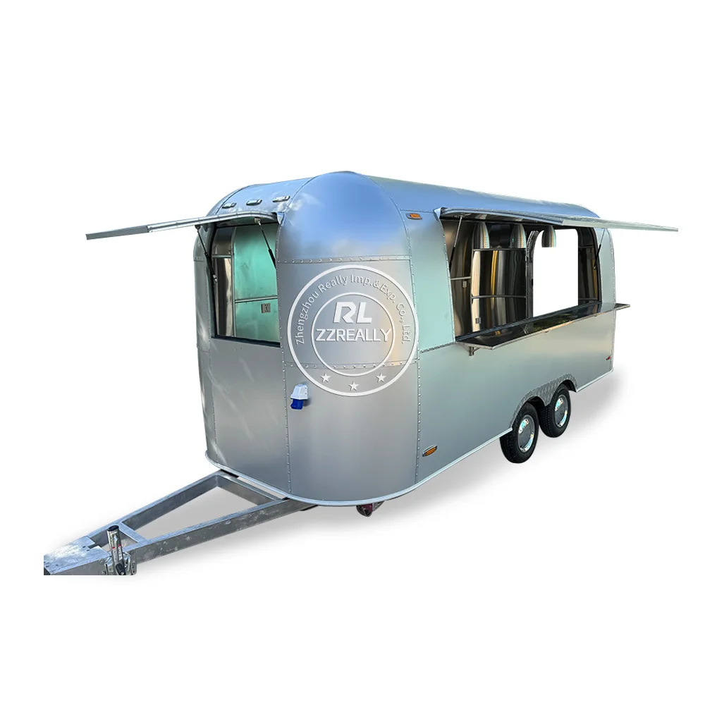 Factory New Aluminum Oxide Stainless Steel Food Trailer Customizable 5 Meter Food Truck Coffee Burger Ice Cream Truck