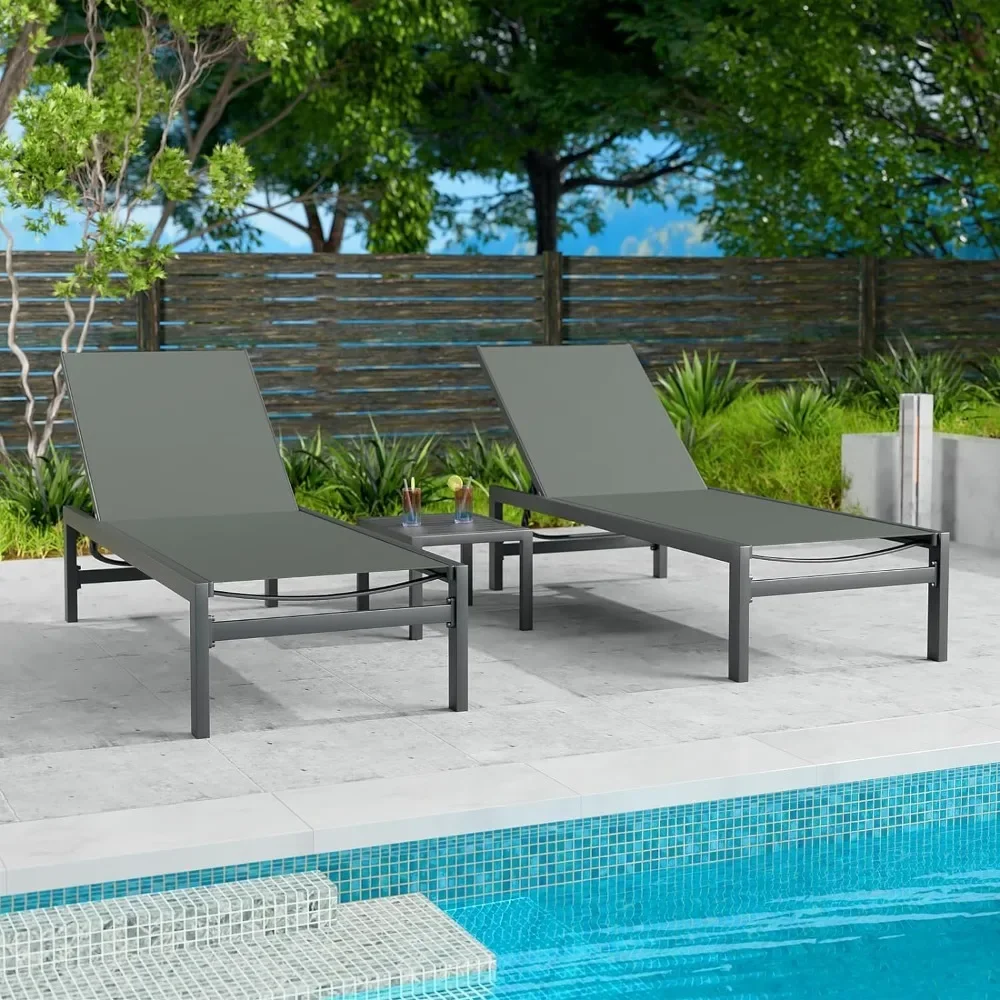 

Outdoor Chaise Lounge Chair Set of 2, Aluminum Recliner for Pools Patio, Comfortable Patio Chairs Poolside Lounger Chair