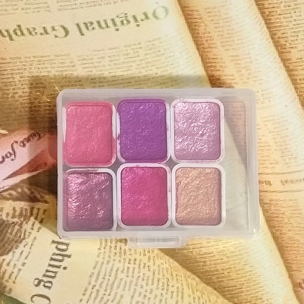 مجموعة ألوان الحلوى المعدنية بيرليسسينت مكونة من 6 ألوان مائية صلبة مجموعة ألوان مائية قديمة لوحة فنية رسم تصميم أظافر طلاء بالألوان المائية