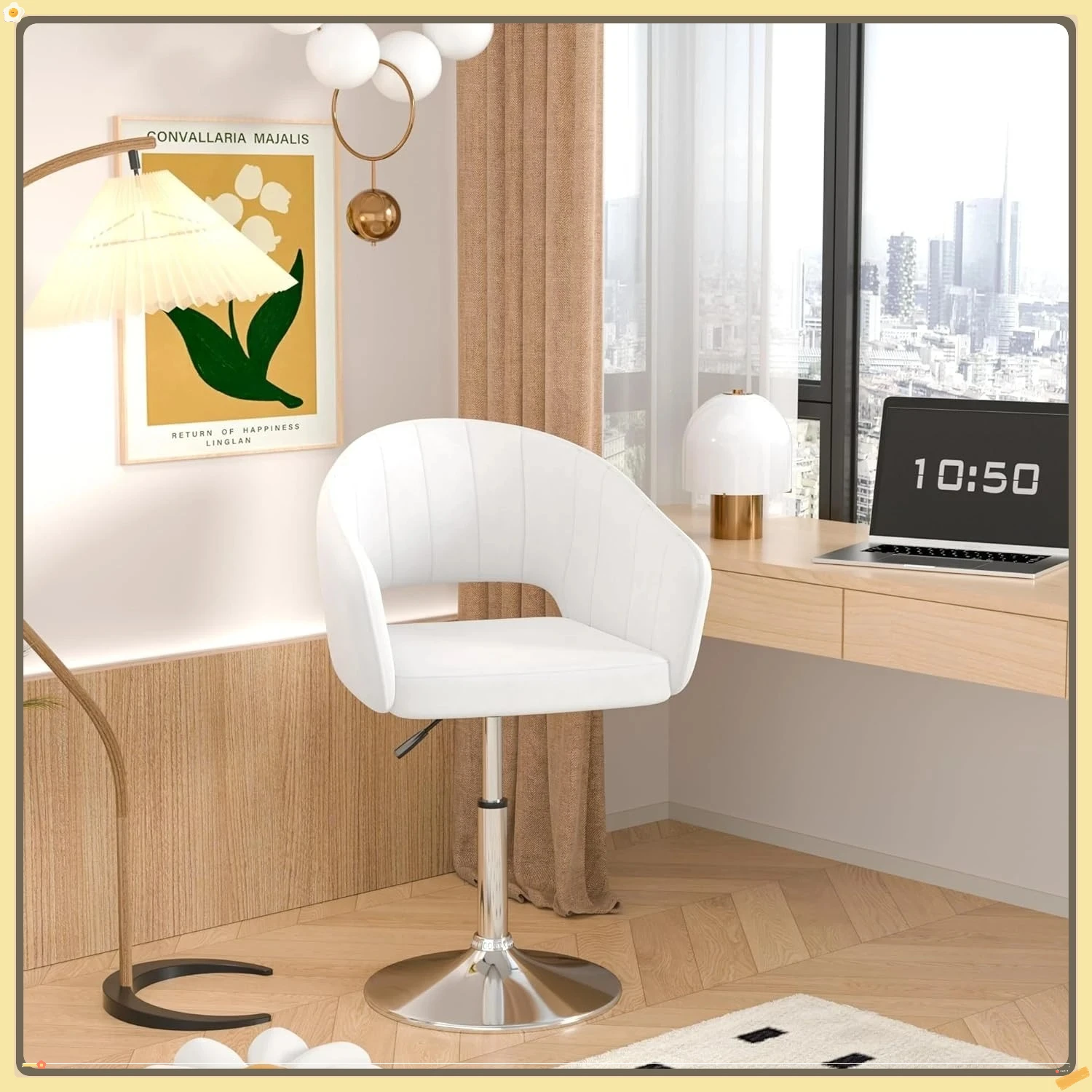 Sedia da bar in velluto, sgabelli da bar urbani regolabili con schienale alto e base in metallo, 360 ° Girevole, per sala da pranzo Home Office